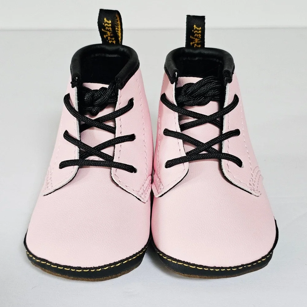 Infant Dr Martens Pink Crib Boots Soft Sole Lace Up Baby Shoes 1460 Style